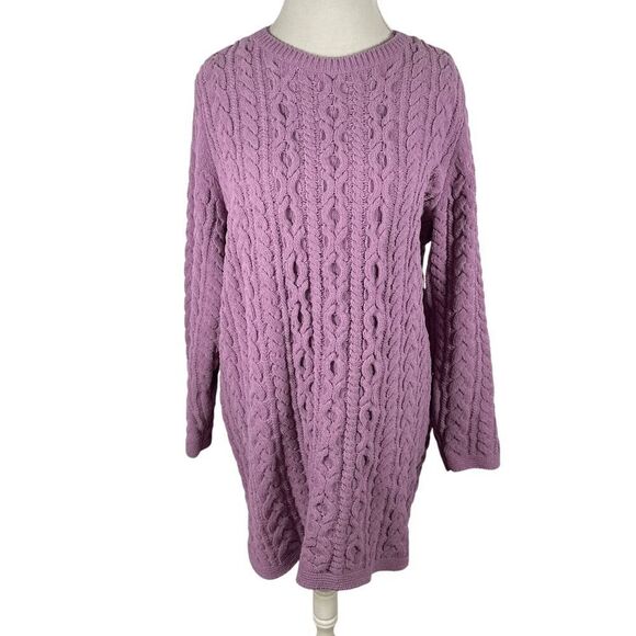 J. Jill Purple Cable Knit Sweater Tunic Soft Chenille Lagenlook Artsy Size 2X - Picture 1 of 9